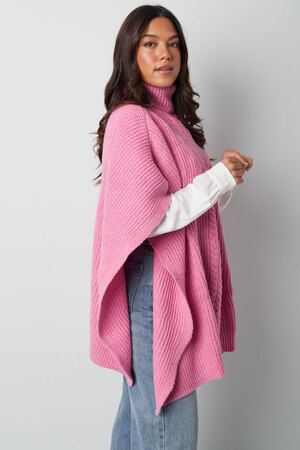 Plain knitted poncho - fuchsia h5 Picture3